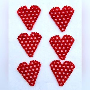 Set of 6 Red Beaded Coasters or Decorations BRAND NEW